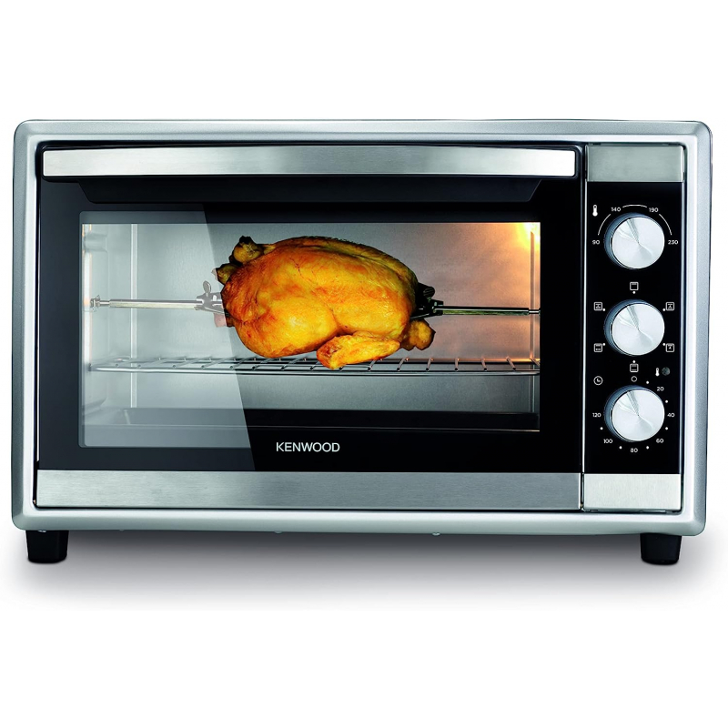 Kenwood 56L Toaster Oven Toaster Grill Large Capacity Double Glass Door Multifunctional With Rotisserie And Convection Function For Grilling Silver Stainless Steel MOM56.000SS