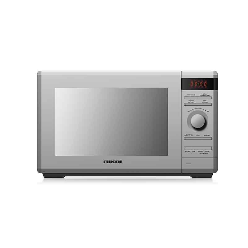 Nikai Microwave Oven 36L 1100W Power Microwave Oven with Grill - Digital Control Child Safety Lock Mirror Finish Defrost by Weight/Time NMO360MDG