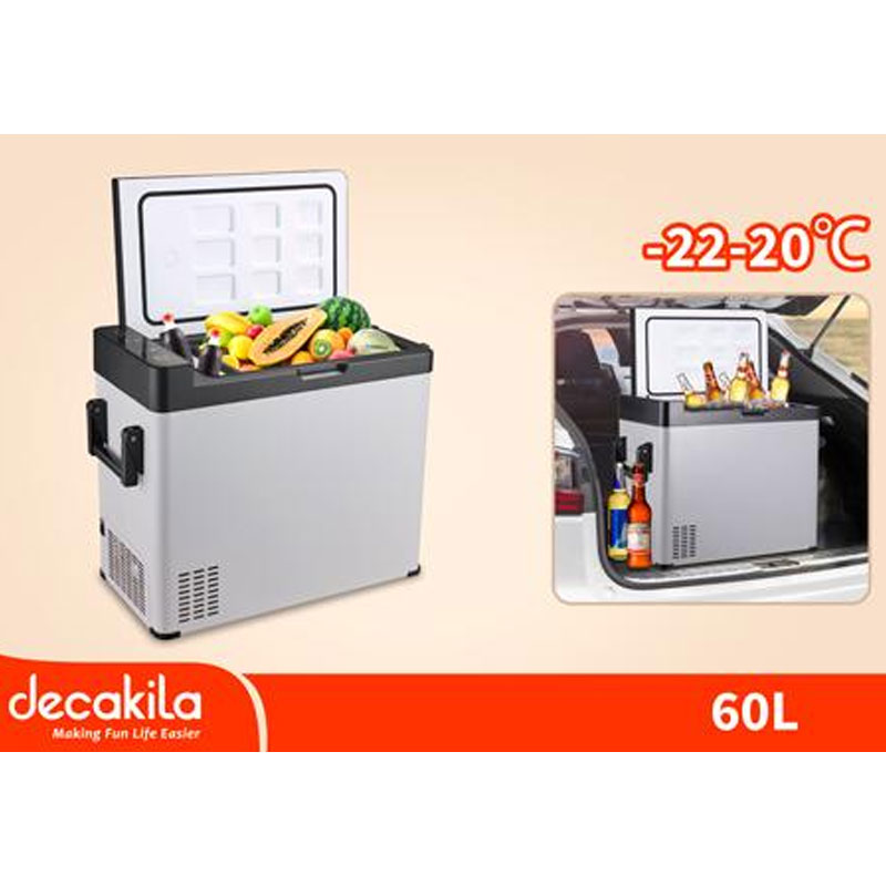 Decakila Car Refrigerator 60L Cooling Capacity 22-20°C DC Cord 3.5M AC & DC Two Cooling Modes (ECO / HH) For Home Car or Ship KUFG008B