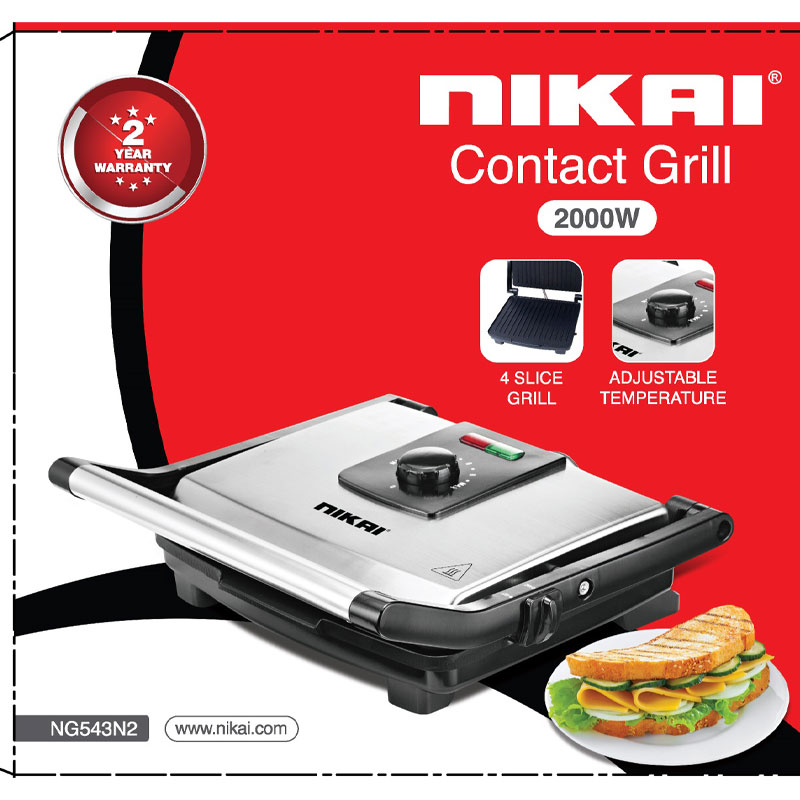 Nikai Grill Toaster 2000w 4 Slice Adjustable Temperature NG543N2A