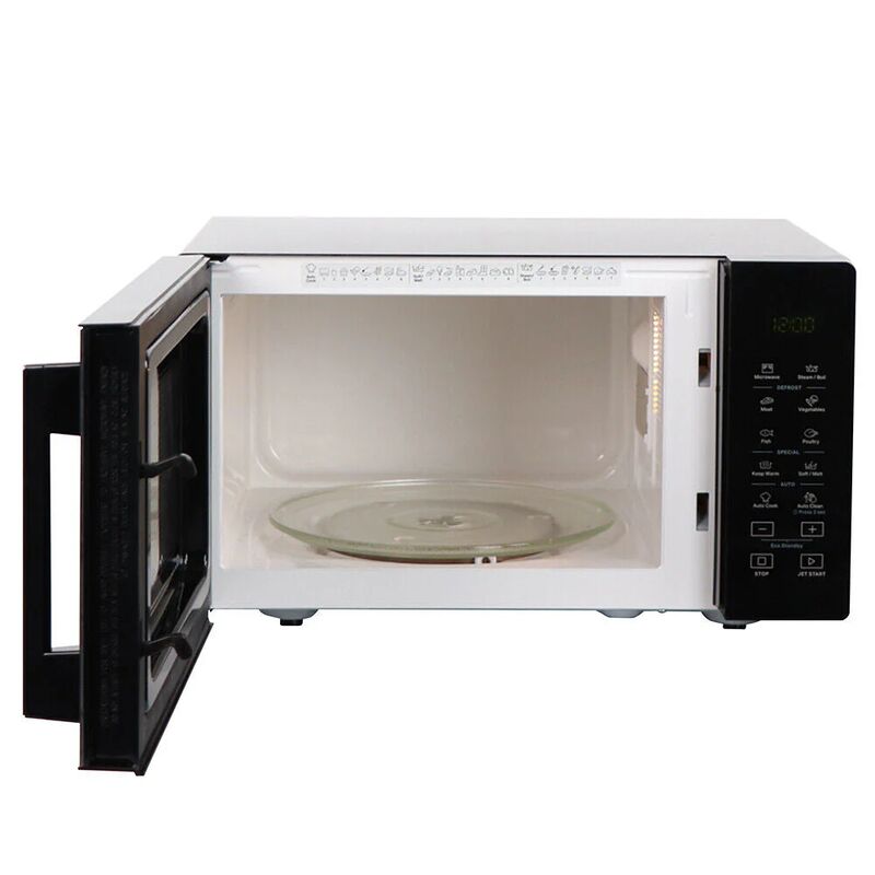 whirlpool Microwave Magic cook Pro Solo 25L LED Digital Microwave With Push Button Door Grill Function 60-Mins Timer 5-Microwave Power Levels & Defrost Function 900W - Black - (MWP-25GE)