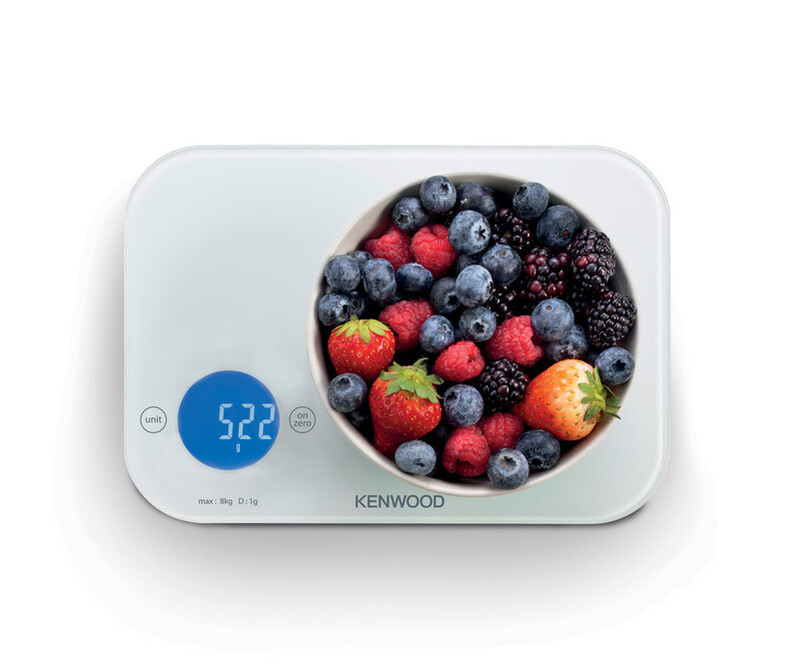 Kenwood Digital Kitchen Scale With 6 Weighing Units 3mm Tempered Glass Touch Control 3 Aaa Batteries Tare/Zero Function Auto Shut-Off White1G-8Kg Capacity WEP50.000WH