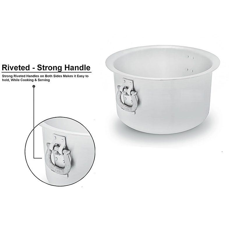 Nadstar Aluminium Sufuria 3pcs with Lid & Handle 50L 55L 65L Cookware Set Tope Cooking Pot for Commercial Use - Gauge 8 Kitchen Heavy Duty Tapela
